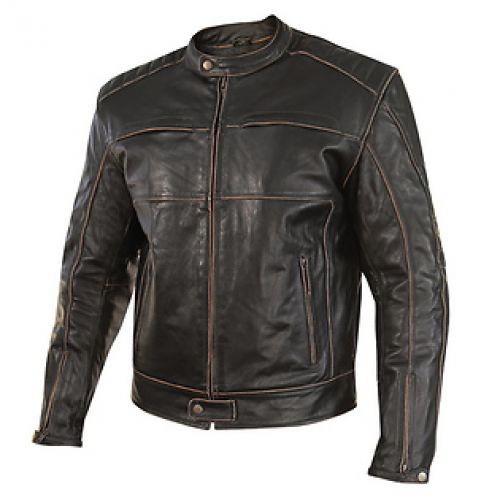 Xelement Mens Boone Charcoal Dark Brown Distressed Buffalo Leather Jacket